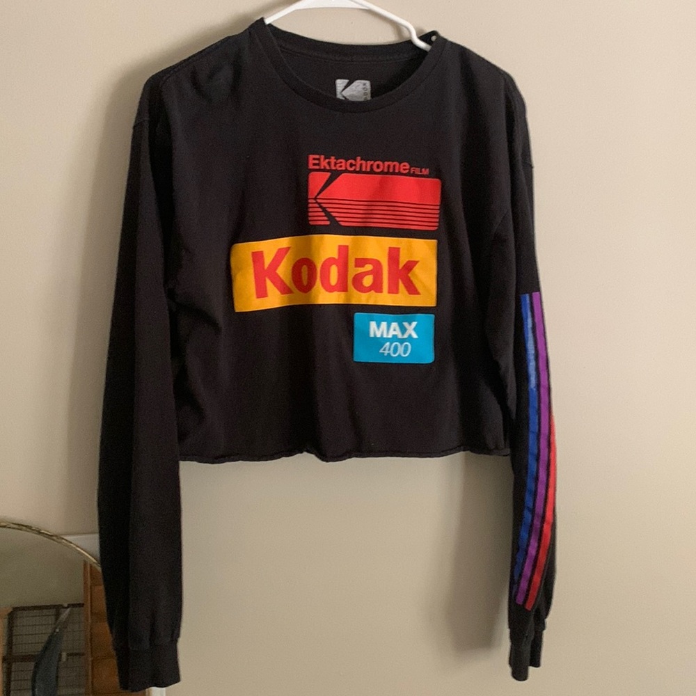 Black Long Sleeve Kodak Crop Top